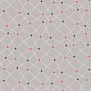 Molecular Dots and Lines - Red, White, and Navy on Gray - ©Autumn Musick 2020