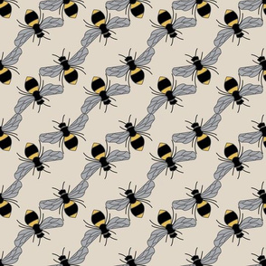 Bees on Beige Background