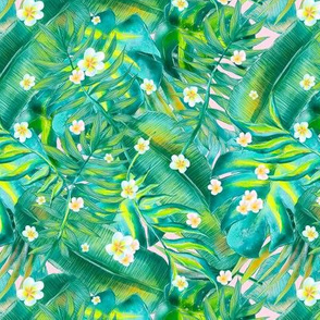 Tropical exotic hand drawn watercolor seamless pattern design