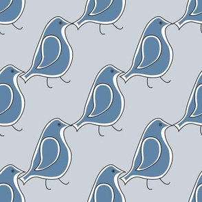 Abstract Blue Birds on Gray