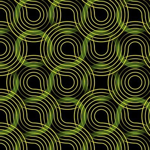 Truchet dark lines - curved abstract yellow-green-black jumbo