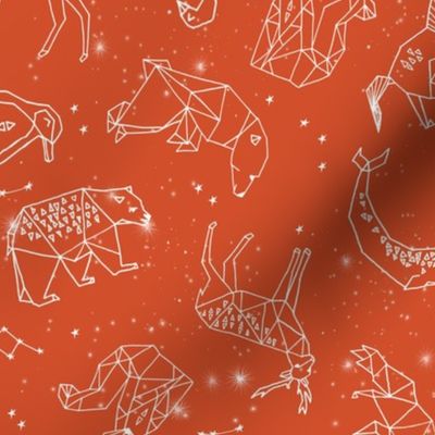 constellations // geometric animal nursery baby design cute constellations fabric - burnt orange