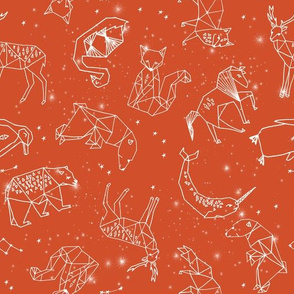 constellations // geometric animal nursery baby design cute constellations fabric - burnt orange