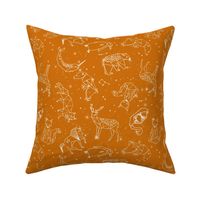 constellations // geometric animal nursery baby design cute constellations fabric - rust 