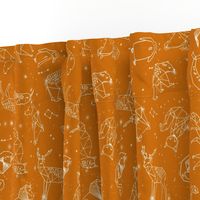 constellations // geometric animal nursery baby design cute constellations fabric - rust 