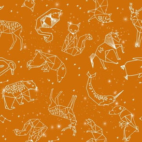 constellations // geometric animal nursery baby design cute constellations fabric - rust 