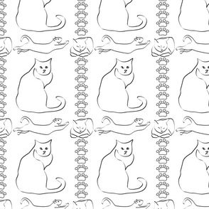 Cat Line Drawings on White