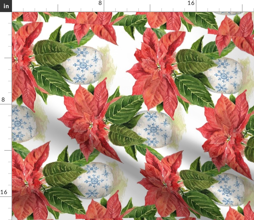 poinsettia teatowel