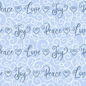 Holiday Peace Love Joy on Blue