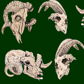 Forest Green Animal Skulls