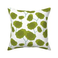Remembrance Poppies - olive green on white