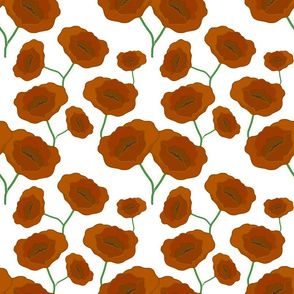 Remembrance Poppies - burnt orange on white