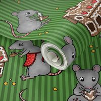 Rats making gingerbread house -green