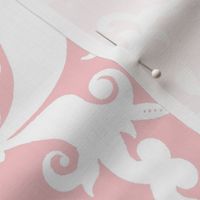  Damask with pink hearts white on light pink