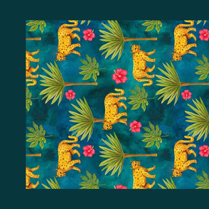 Watercolor Leopard Jungle Tea Towel 