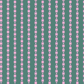 JP12  - Tiny -  Floating Check Stripes on Frosty Green and Peppermint Pink