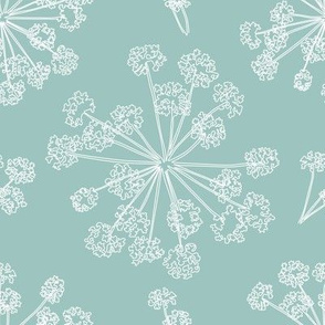 Floral Queen Anne's Lace teal blue