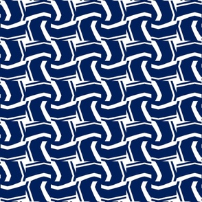 Navy Blue and White Basket Weave