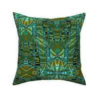Emerald and Turquoise and Olive Green Tribal Cactus 