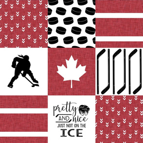 Women's Hockey//Canada//Pretty & Nice//Red - Wholecloth Cheater Quilt