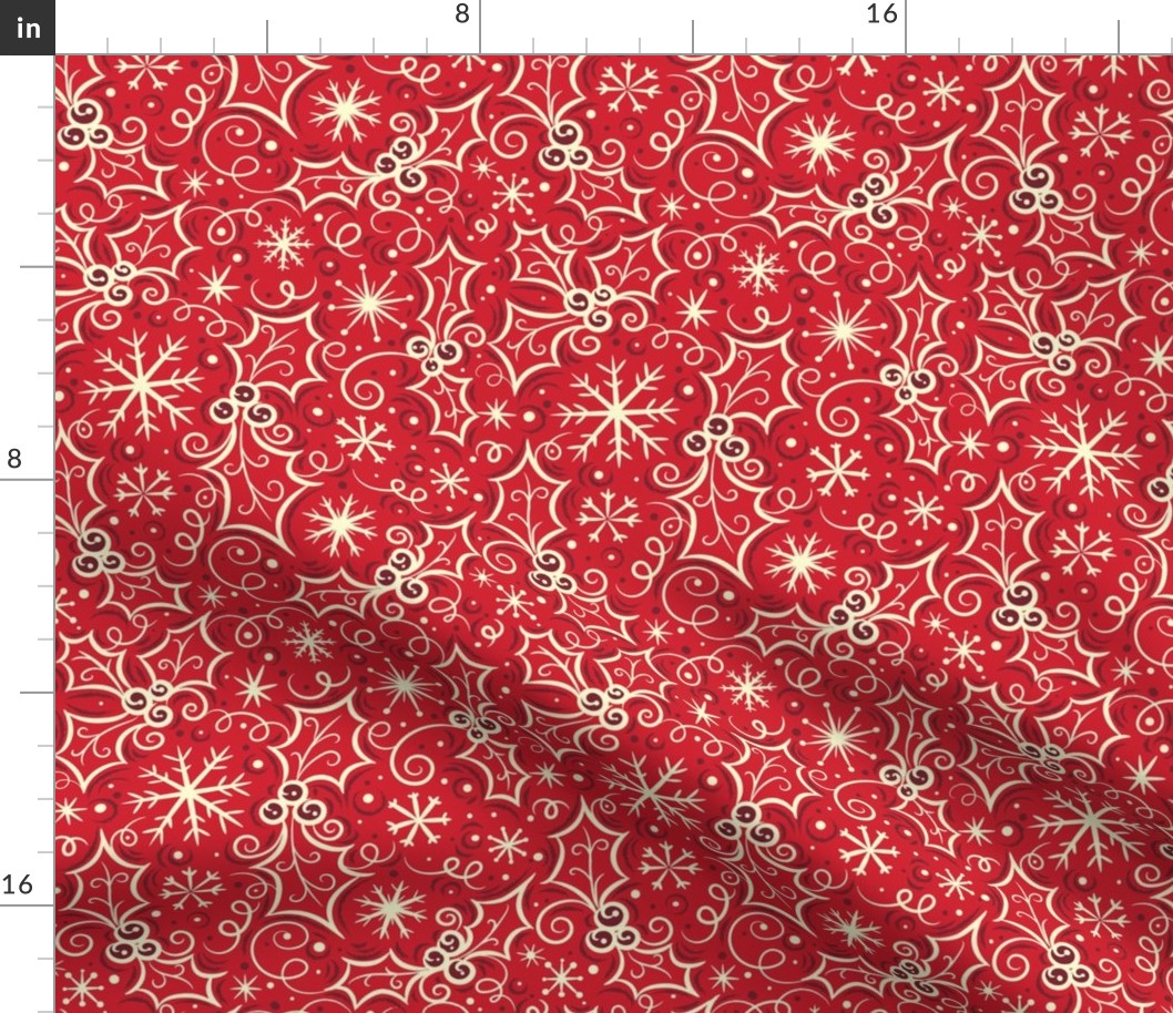 Jolly Holly Snowflake Vanilla on Red