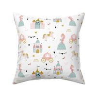 Cute princess, castle,carriage print 