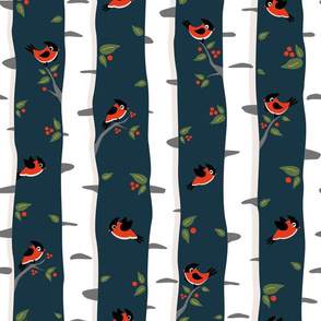 birch forest and birds