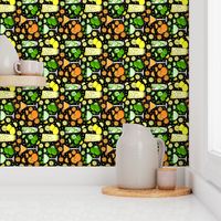 Citrus pop on black tea towel