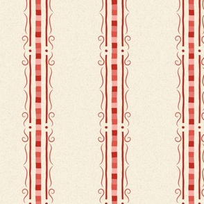 Berry Patch Stripe: Red & Pink Folk Art Checkered Stripe