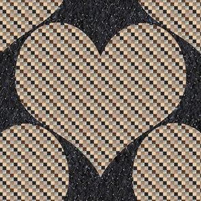 2 Checkered Hearts on Handmade Paper