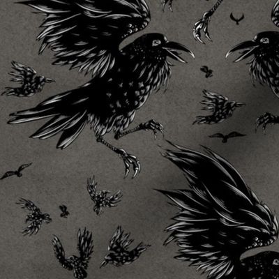 Crows on Grey