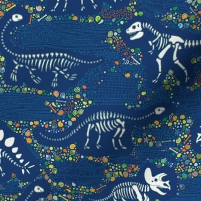 dinosaur fossils - blue, green and orange - Medium