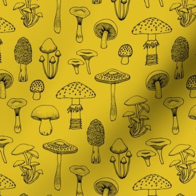 Midnight Mushrooms - Mustard - Medium