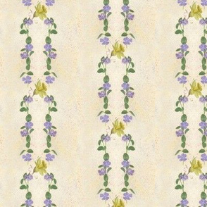 3x3-Inch Half-Drop Repeat of Tiny Floral Stripes on Cream Background