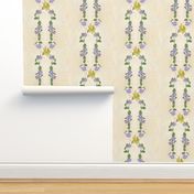 7x7-Inch Half-Drop Repeat of Floral Stripes on Cream Background