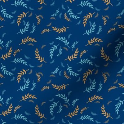 Whimsical Leaves in Blue Regular Scale