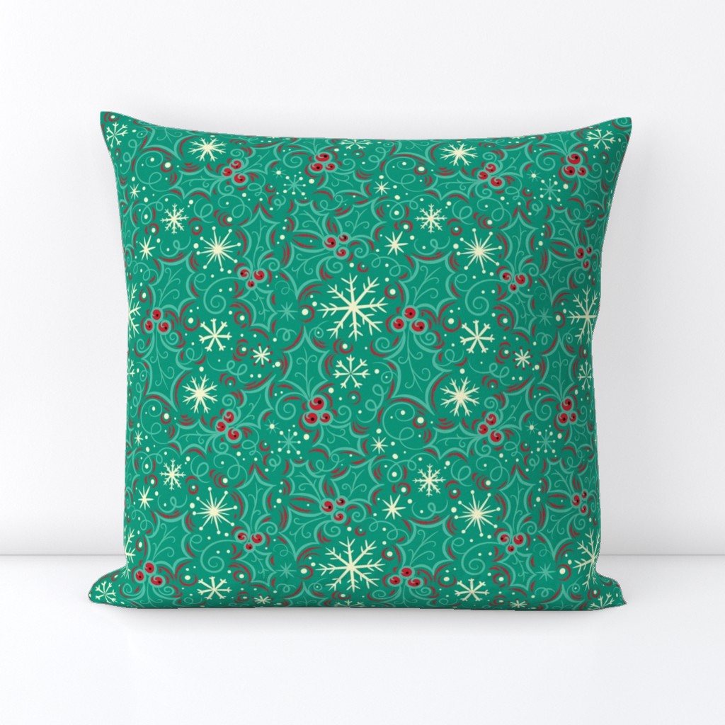 Jolly Holly Snowflake on Turquoise FINAL 150dpi