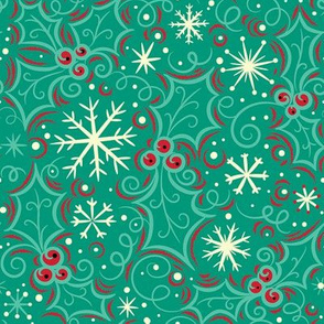 Jolly Holly Snowflake on Turquoise FINAL 150dpi