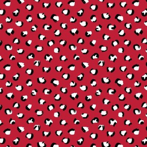 Trendy leopard print animals fur modern Scandinavian style valentine raw brush  abstract christmas red SMALL