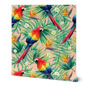 Tropical exotic hand drawn watercolor seamless pattern design