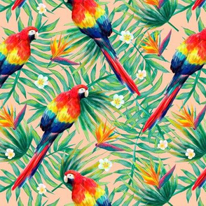 Tropical exotic hand drawn watercolor seamless pattern design