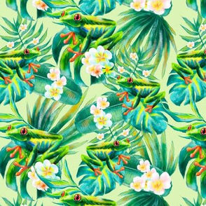 Tropical exotic hand drawn watercolor seamless pattern design