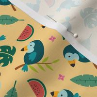 Tropical toucans - peach - small scale