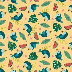 Tropical toucans - peach - small scale