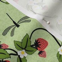 Strawberry Patch Floral: Red, Pink & Green, Fruit Prints