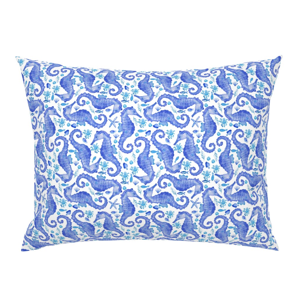 Seahorse blue and white little