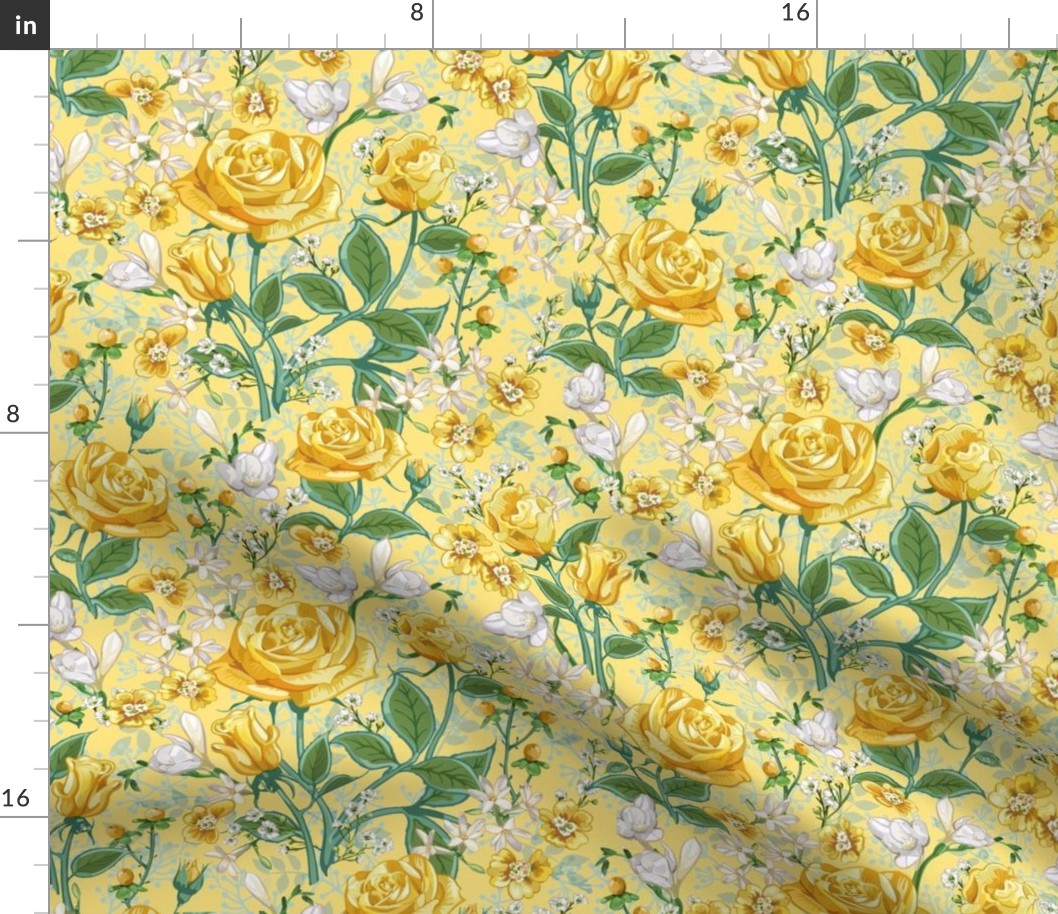 Yellow Roses Chintz Small | Yellow