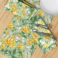 Yellow Roses Chintz | Celery Green 2