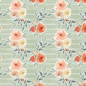 romantic bloom floral // light sage green stripe