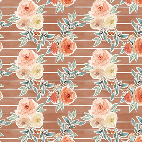 romantic bloom floral // hot chocolate brown striped